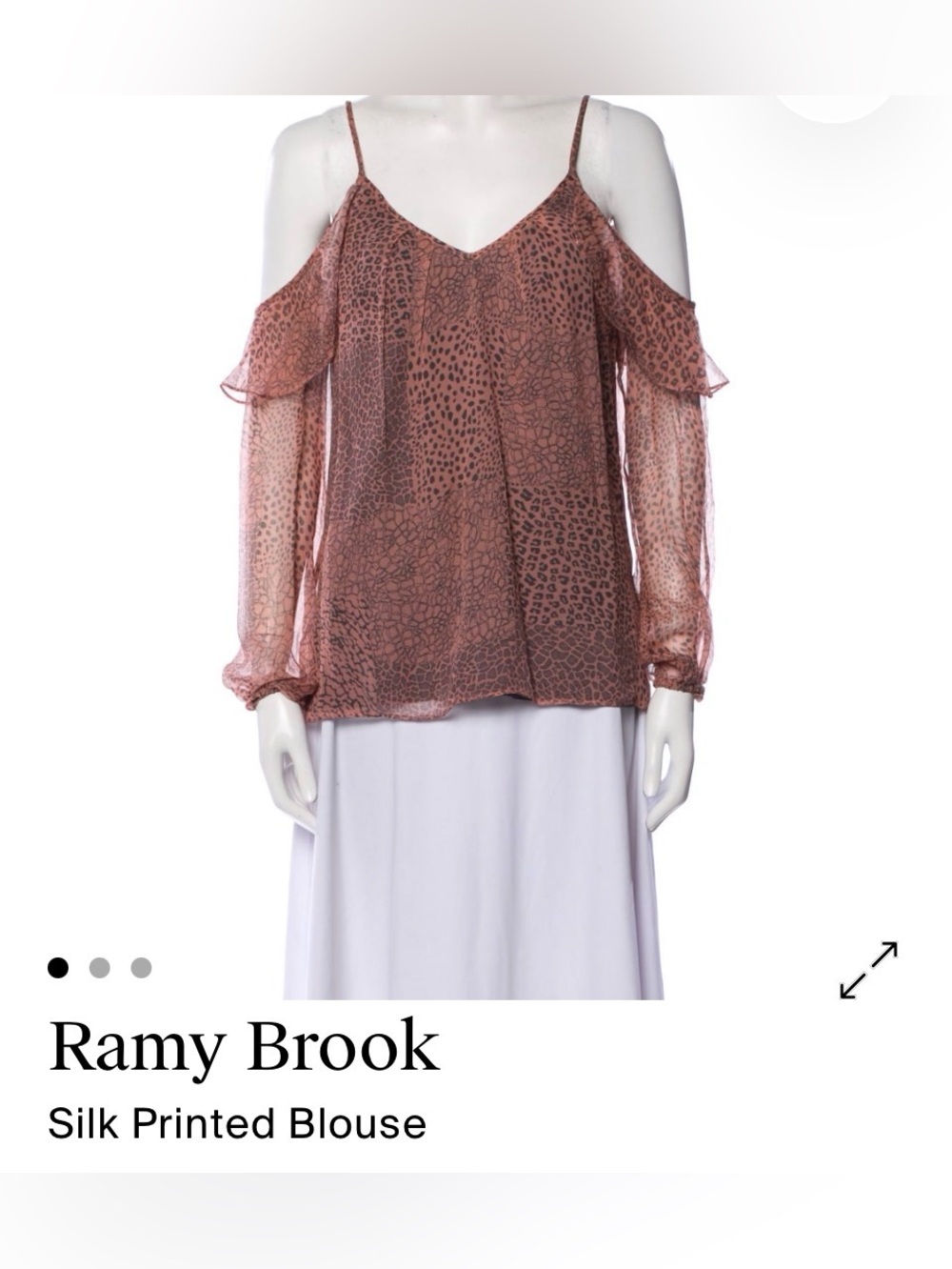 Ramy Brook Silk Animal Print Cold Shoulder Blouse Size Small